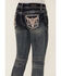 Image #2 - Grace in LA Girls' Dark Wash Steerhead Embroidered Pocket Bootcut Stretch Denim Jeans, Dark Wash, hi-res