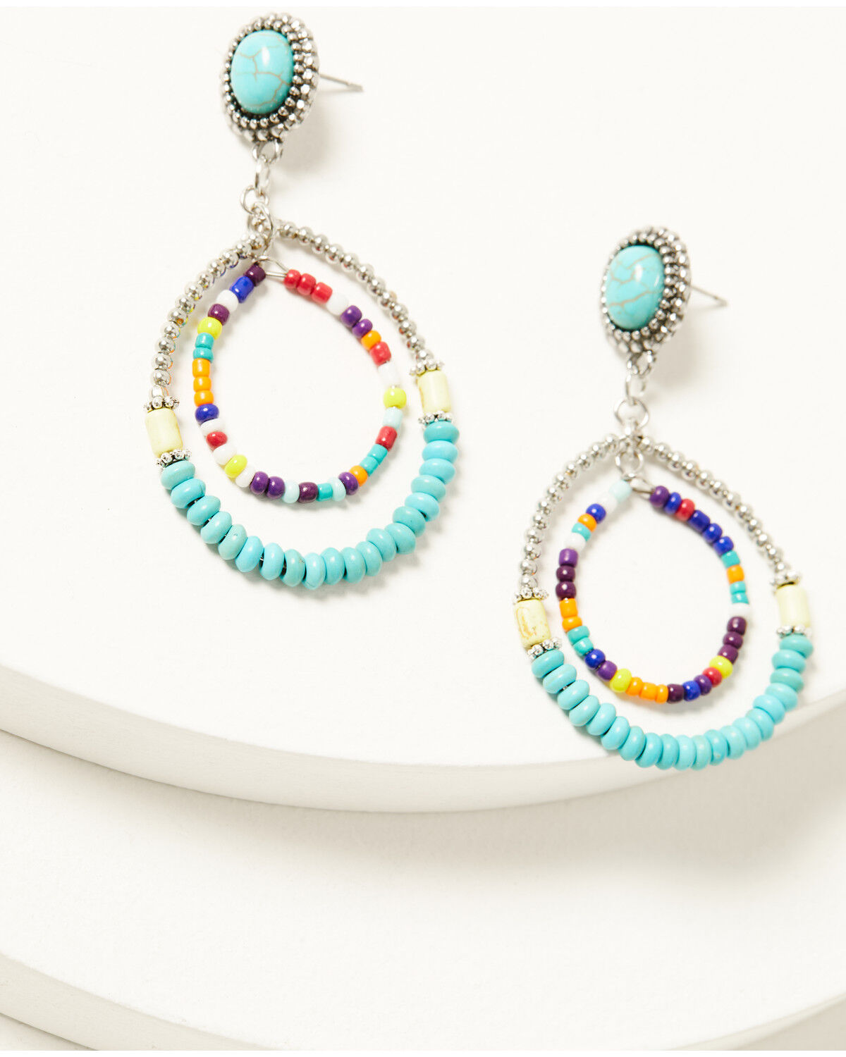 Image #2 - Cowgirl Confetti Women's Beaded Party Mode Earrings, Silver, hi-res