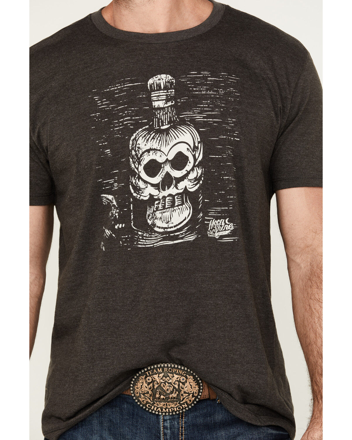 Image #3 - Moonshine Spirit Men's Bottle Lines Short Sleeve Graphic T-Shirt, Charcoal, hi-res