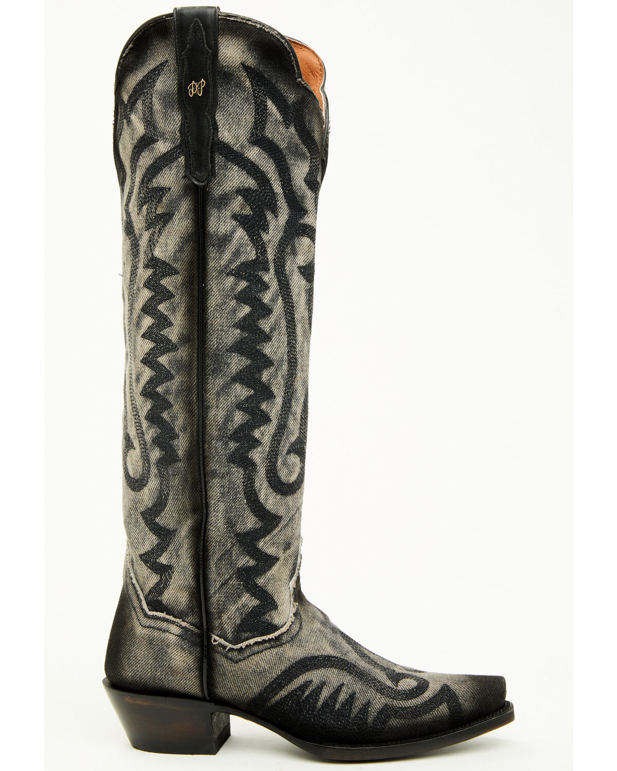 Image #2 - Dan Post Women's Denim Darlin Tall Western Boots - Snip Toe, Black, hi-res