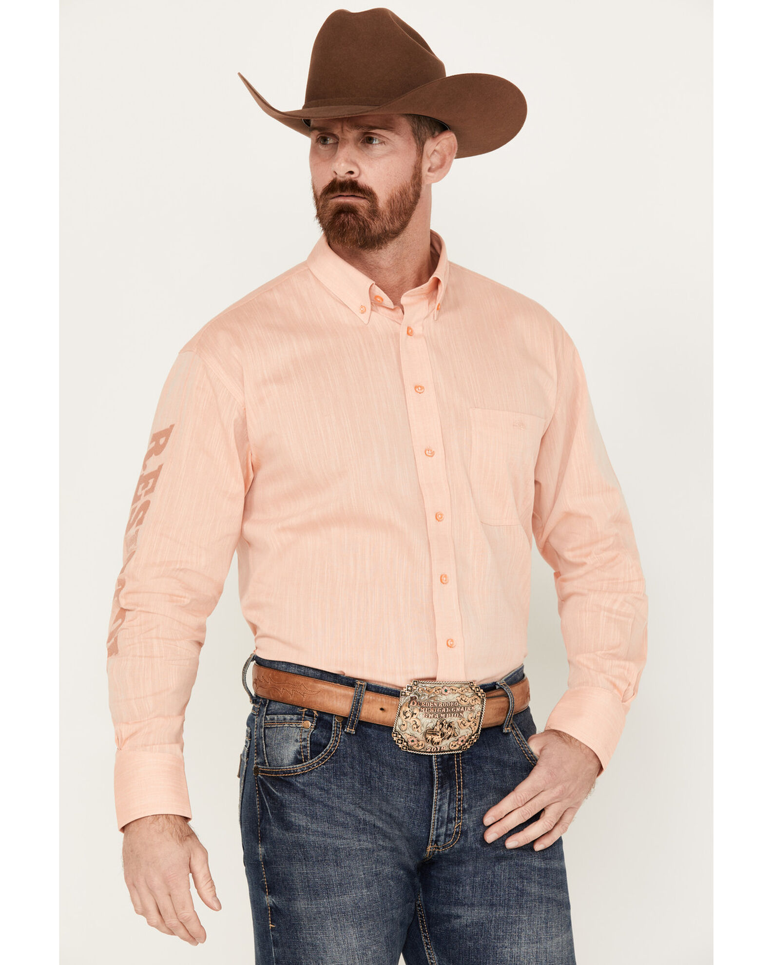 Resistol Men s Sunrise Heathered Solid Long Sleeve Button Down Western Shirt
