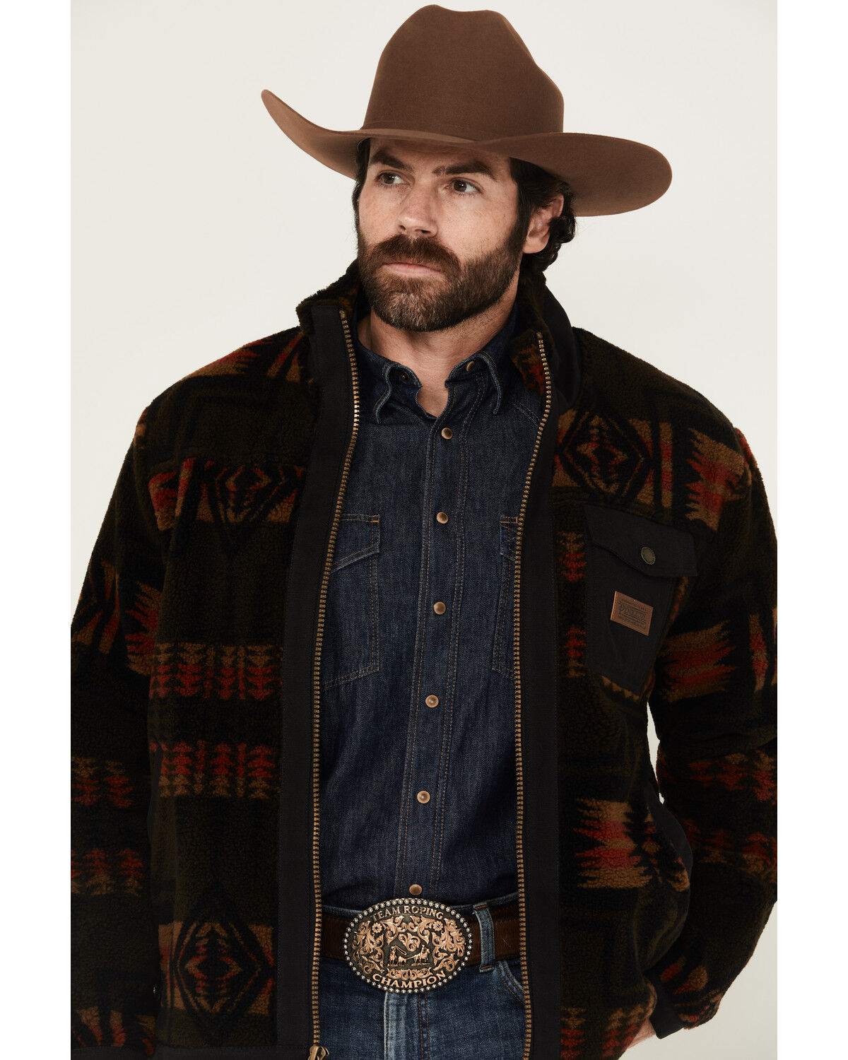 Image #2 - Pendleton Men's Harding Printed Berber Jacket, Black, hi-res