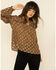 Mystree Women's Leopard Foil Puff Sleeve Blouse Top, Leopard, hi-res