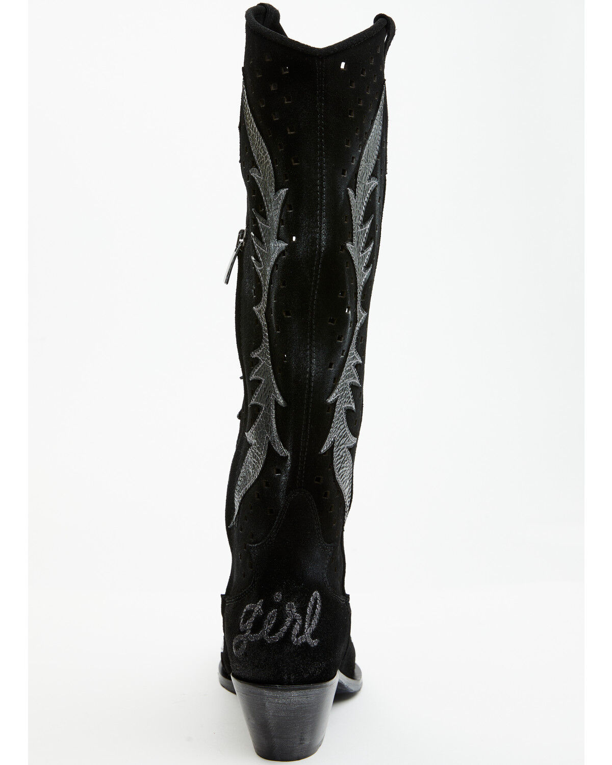 Image #5 - Italian Cowboy Women's Perforated Tall Western Boots - Snip Toe, Black, hi-res