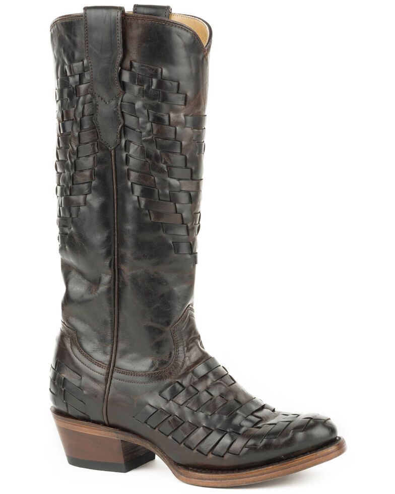 Stetson Women's Brown Paola Basketweave Boots - Round Toe , Brown, hi-res