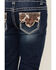 Image #4 - Shyanne Girls' Medium Wash Cowhide Patch Pocket Stretch Bootcut Jeans , Blue, hi-res