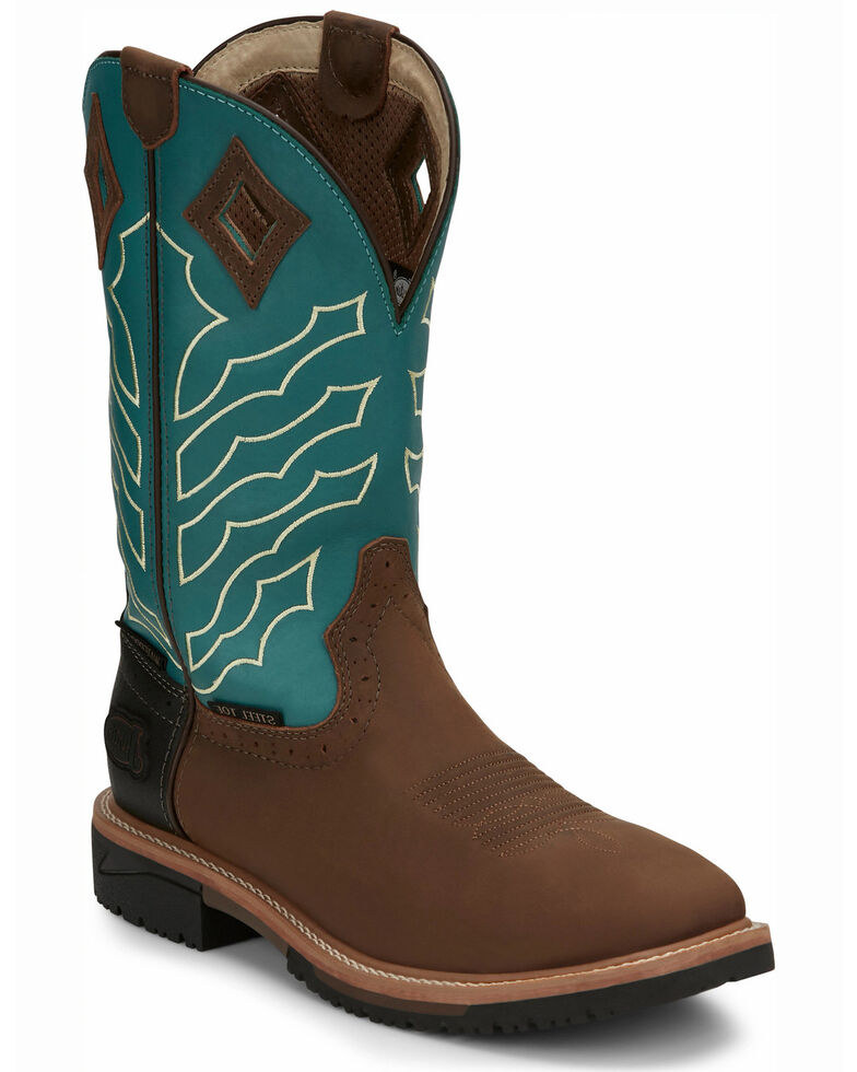 Justin Men's Derrickman Western Work Boots - Steel Toe, Lt Brown, hi-res