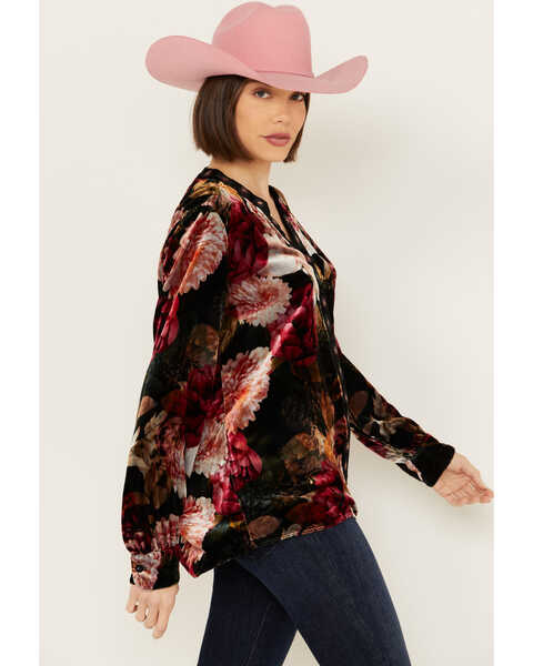 Image #2 - Johnny Was Women's Rose Floral Velvet Long Sleeve Shirt , Multi, hi-res
