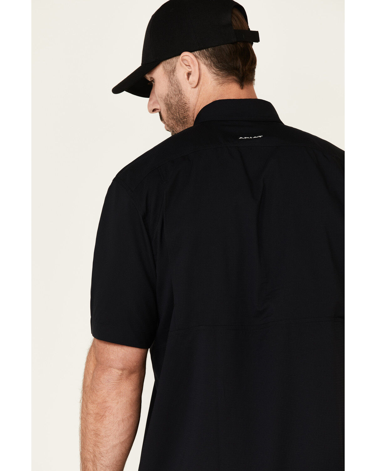 Image #4 - Ariat Men's Black Tek Solid Button Short Sleeve Western Shirt, Black, hi-res