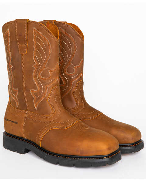 Cody James Men's Mustang Western Work Boots - Composite Toe, Brown, hi-res