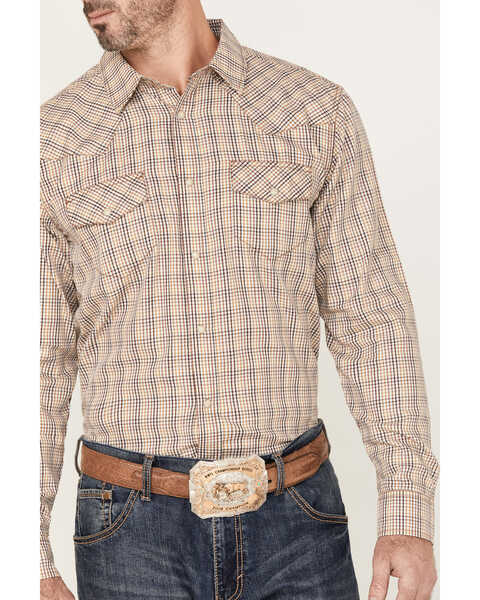 Image #3 - Gibson Men's Saddle Long Sleeve Pearl Snap Western Shirt, Cream, hi-res