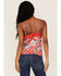 Image #4 - Miss Me Women's Floral Lace Cami, Red, hi-res