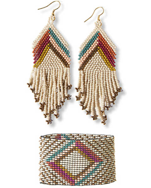 Image #1 - Ink + Alloy Women's Elise Chevron Beaded Earrings & Penelope Diamonds Bracelet Set, Multi, hi-res