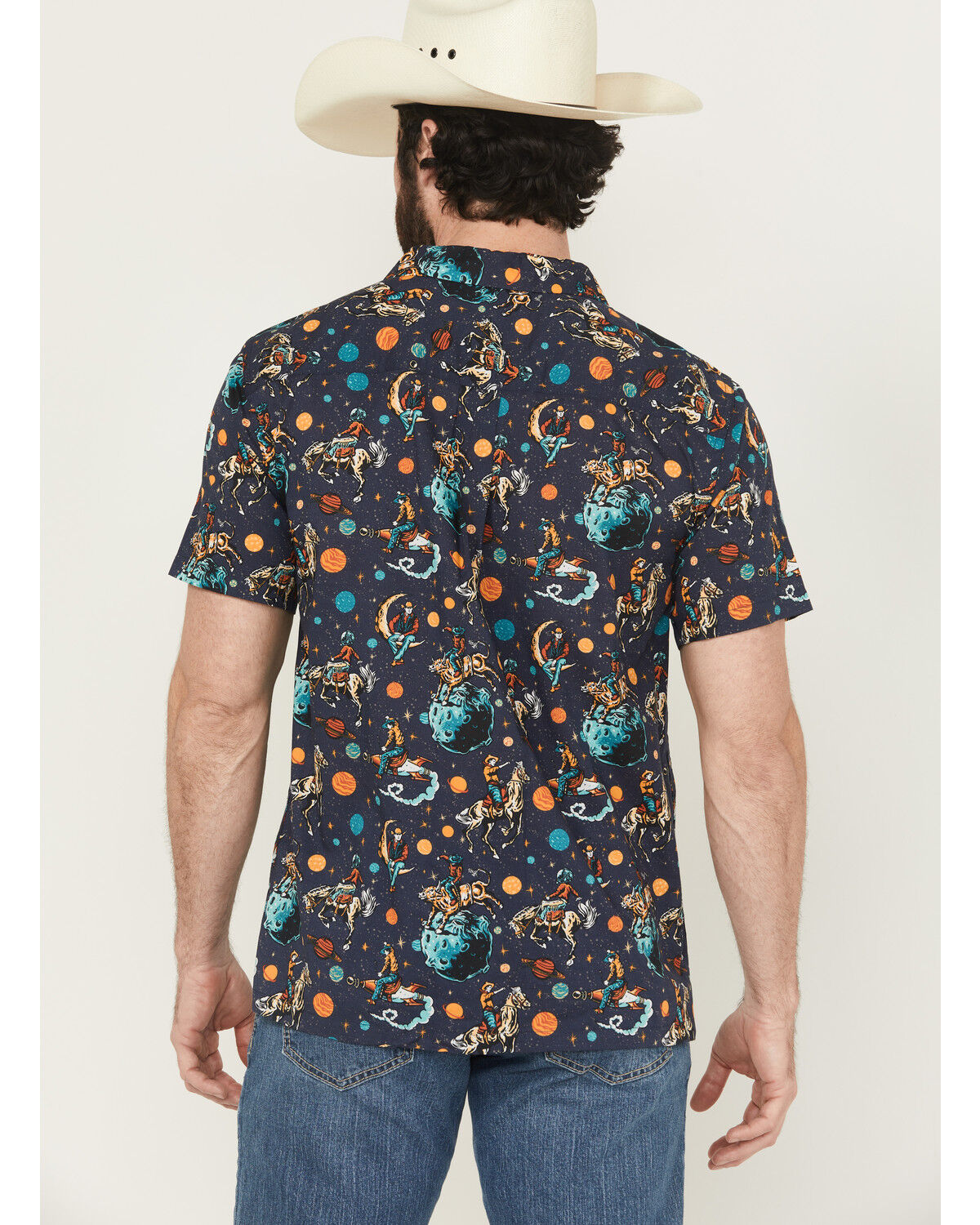 Image #4 - Cinch Men's Camp Space Cowboy Short Sleeve Button-Down Western Shirt, , hi-res
