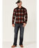 Flag & Anthem Men's Berks Plaid Textured Knit Long Sleeve Button-Down Western Shirt , Red, hi-res