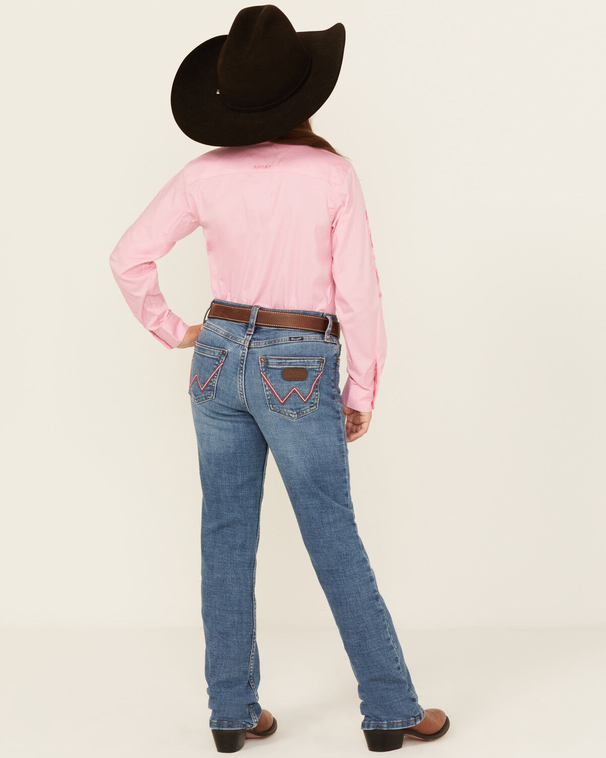 Image #1 - Wrangler Girls' Light Wash Bootcut Stretch Denim Jeans, Blue, hi-res