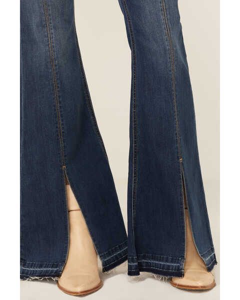 Image #2 - Grace in LA Women's High Rise Split Bottom Flare Denim Jeans, Blue, hi-res