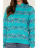 RANK 45 Women's Southwestern Stripe Pullover Sweatshirt Hoodie, Turquoise, hi-res