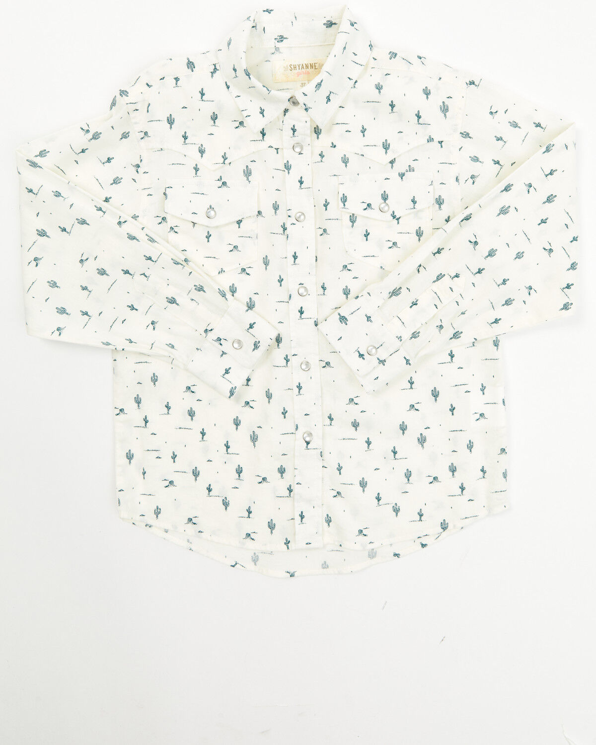 Image #1 - Shyanne Toddler Girls' Cactus Print Western Pearl Snap Shirt, Ivory, hi-res