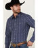 Image #2 - Wrangler Retro Men's Premium Linear Print Long Sleeve Snap Western Shirt, Blue, hi-res