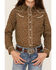 Roper Girls' Floral Print Long Sleeve Western Pearl Snap Shirt, Brown, hi-res