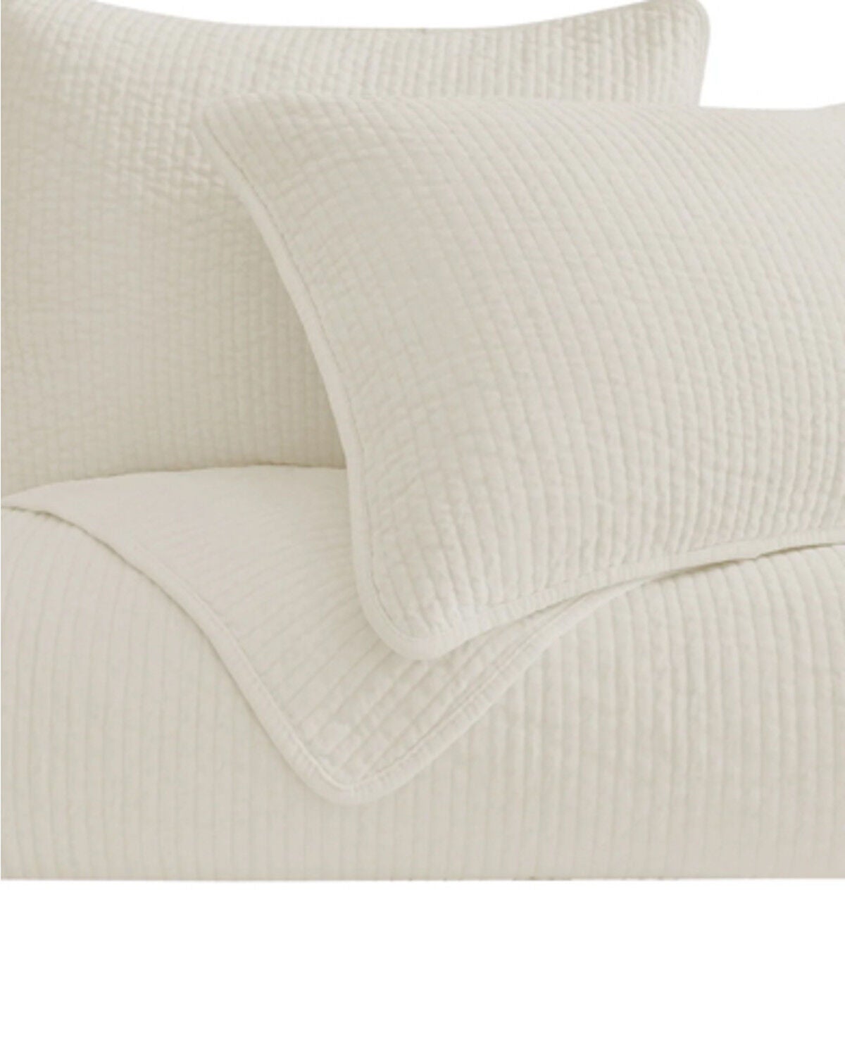 Image #2 - HiEnd Accents Vintage White Stonewashed Cotton & Velvet 3-Piece King Quilt Set, Off White, hi-res
