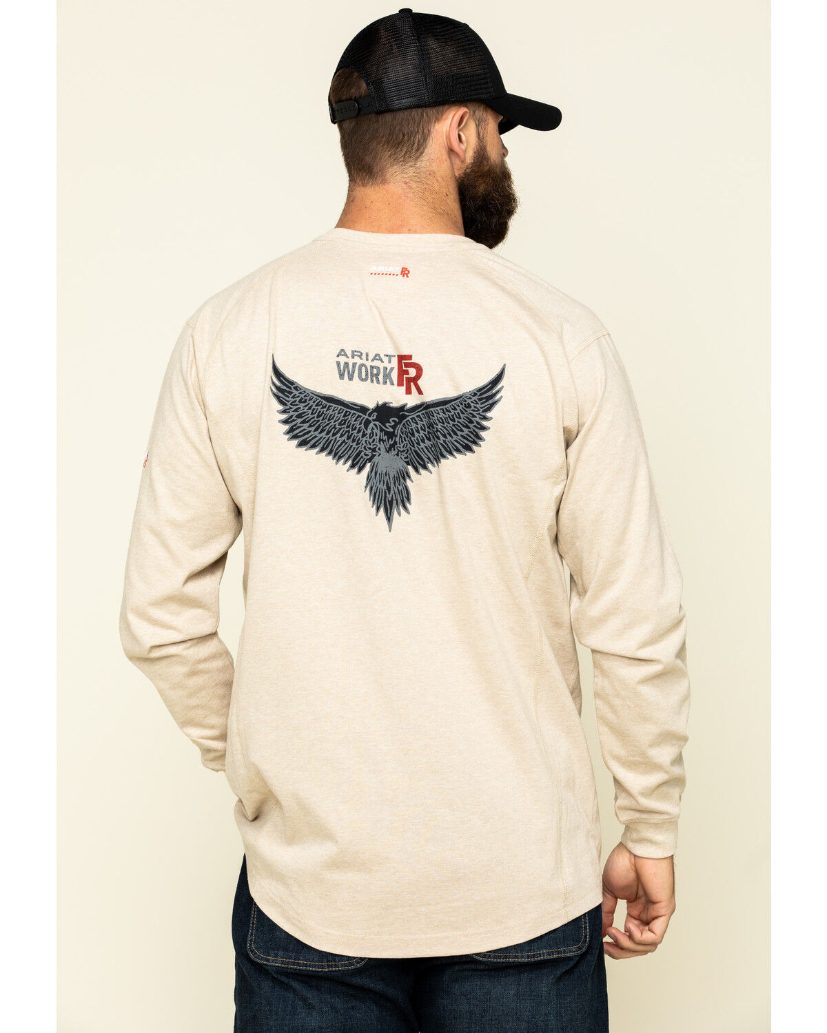 Image #2 - Ariat Men's FR Air Henley Soar Graphic Long Sleeve Work T-Shirt, Yellow, hi-res