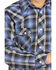 Rock & Roll Denim Boys' Plaid Print Long Sleeve Pearl Snap Western Shirt , Blue, hi-res