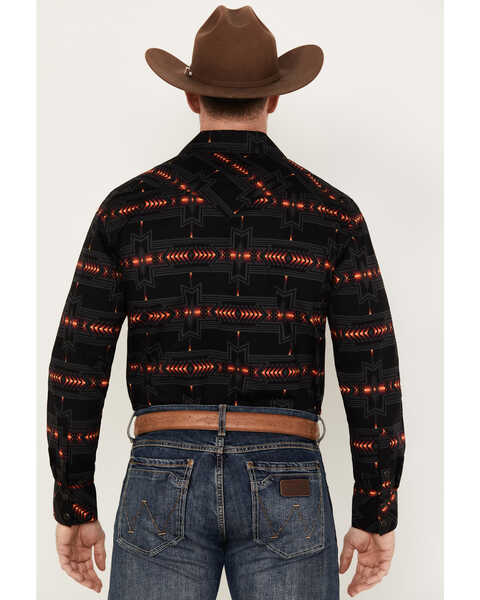 Image #4 - Rock & Roll Denim Men's Southwestern Print Long Sleeve Snap Western Shirt, Black, hi-res