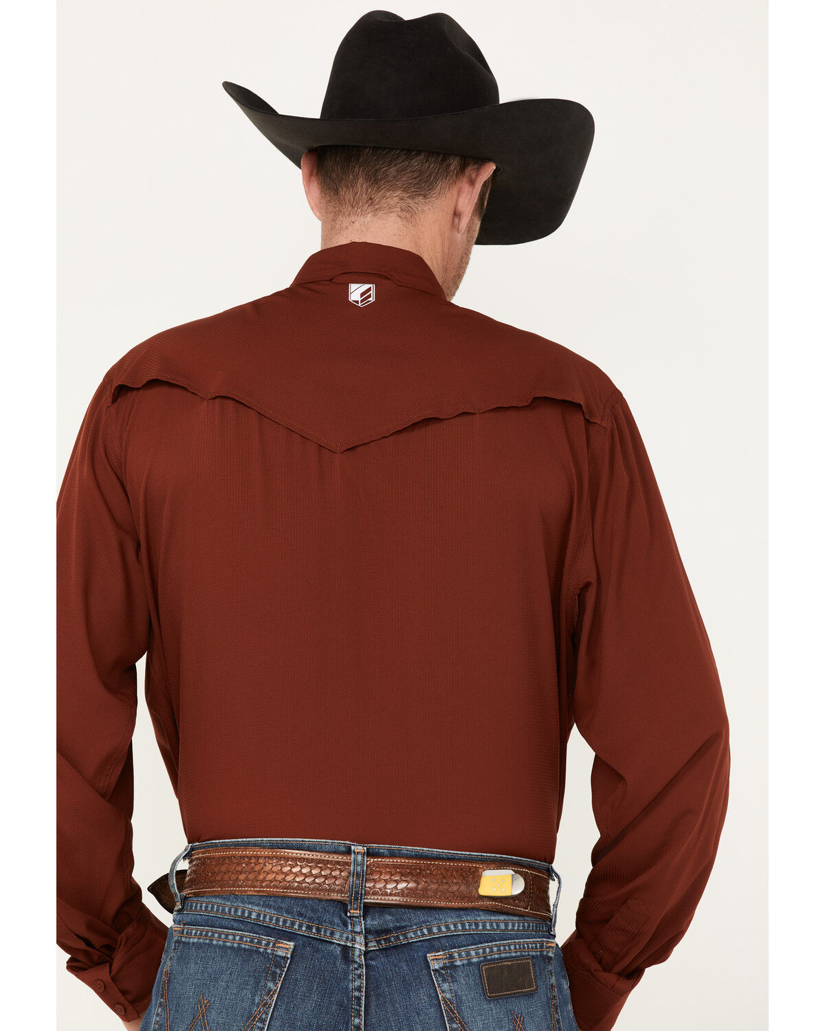 Image #4 - RANK 45® Men's Roughie Performance Long Sleeve Western Button-Down Shirt, Red, hi-res