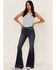 Shyanne Women's Dark Wash Mid Rise Embroidered Bootcut Jeans, Dark Wash, hi-res