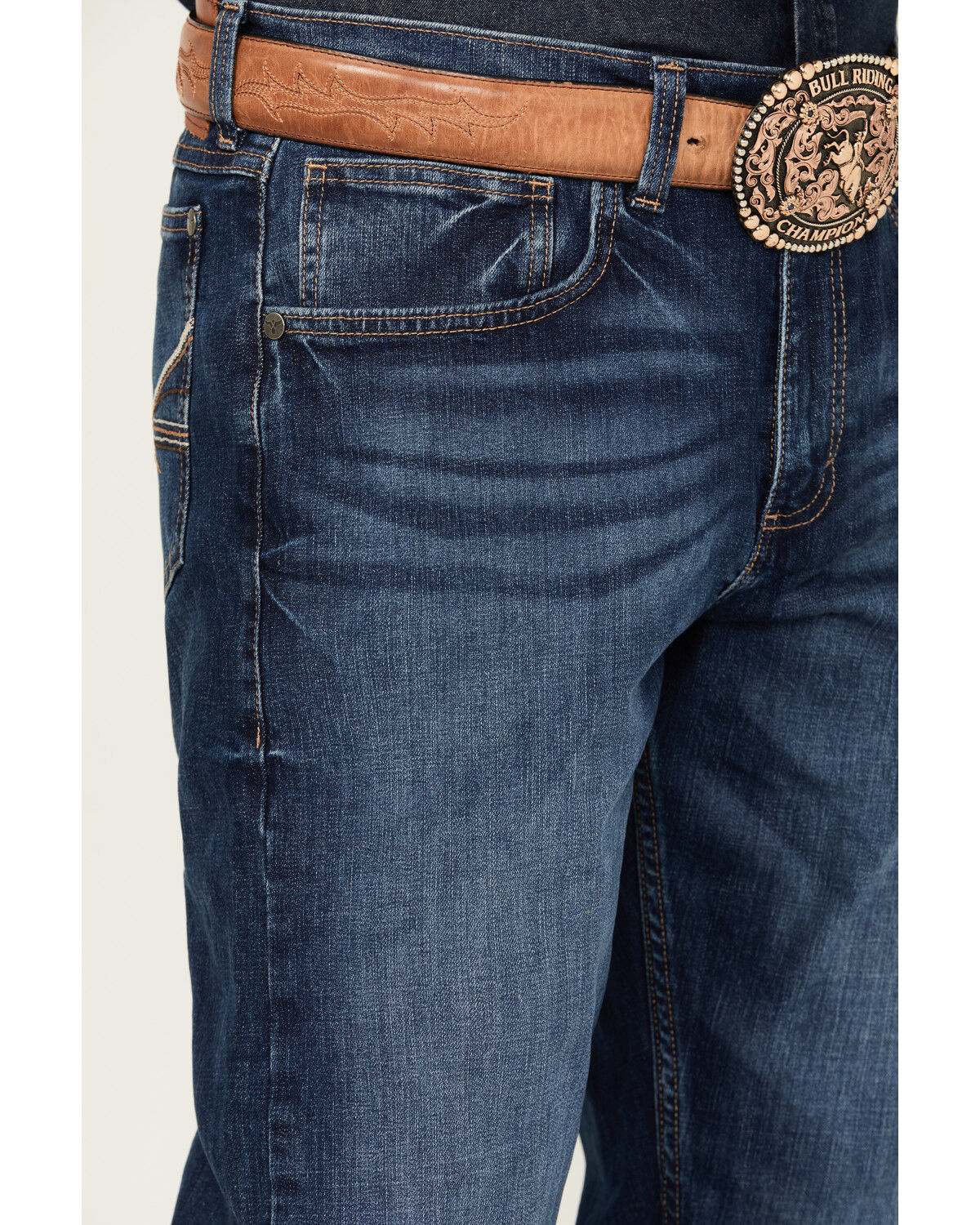 Image #2 - Wrangler Men's 20X Carlson Medium Wash Slim Straight Stretch Denim Jeans, Medium Wash, hi-res