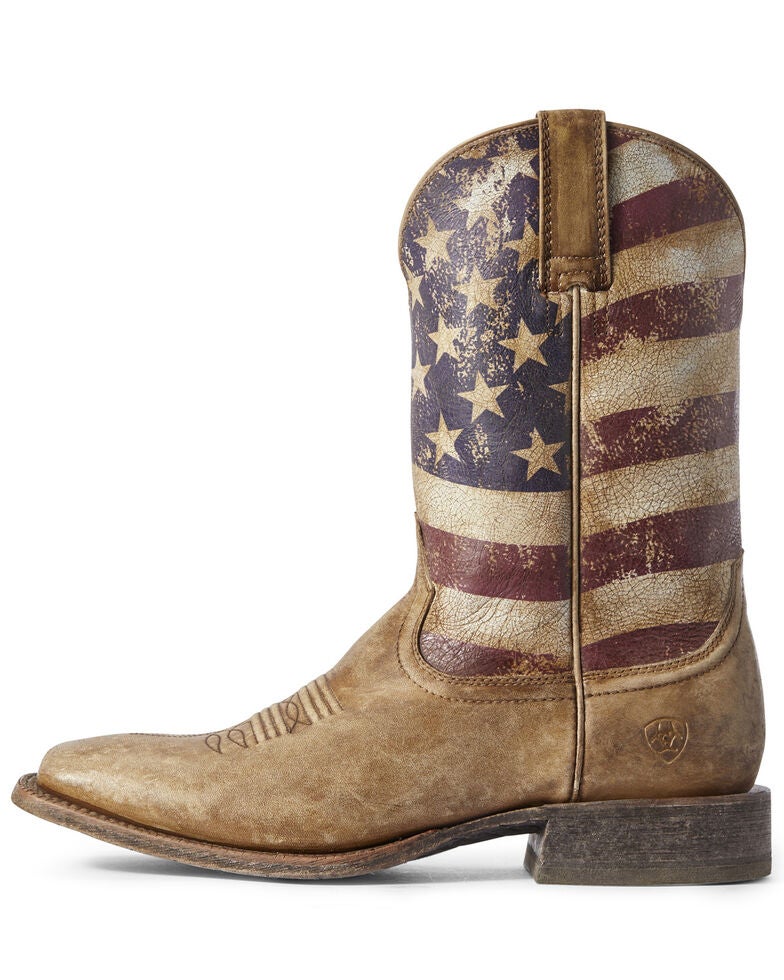 Ariat Men's Circuit Proud American Flag Western Boots Wide Square Toe