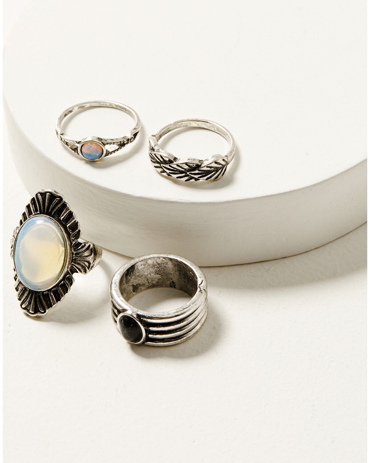 Shyanne Women's Moonstone Ring Set - 4 Piece, Silver, hi-res