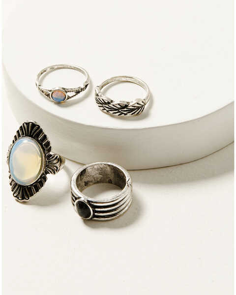 Image #1 - Shyanne Women's Moonstone Ring Set - 4 Piece , Silver, hi-res