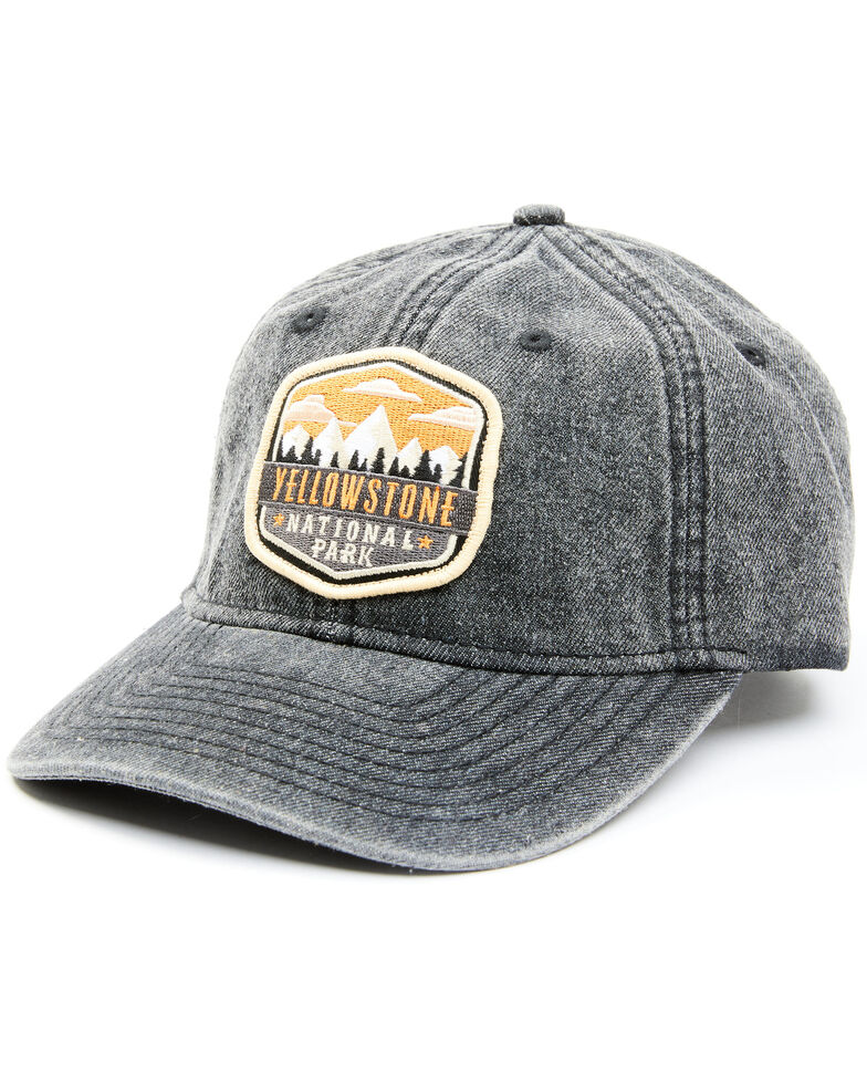 H3 Sportgear Men's Acid Wash Yellowstone National Park Patch Ball Cap , Black, hi-res