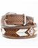 Double J Saddlery Men's Vintage Tooled Rawhide Belt, Brown, hi-res