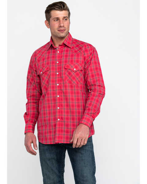 Image #5 - Resistol Men's Connemara Med Plaid Long Sleeve Western Shirt , Pink, hi-res