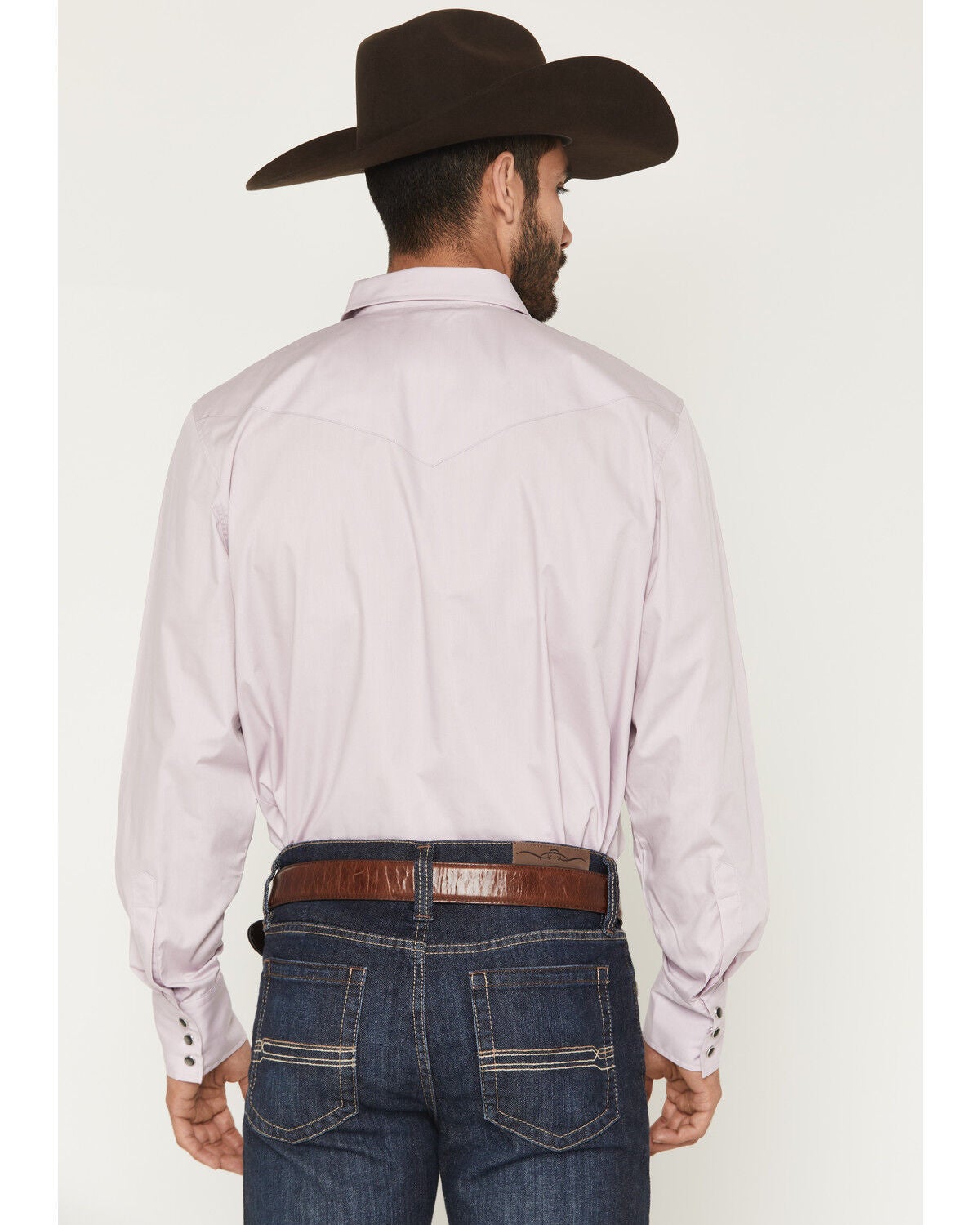 Image #4 - Gibson Trading Co Men's Solid Long Sleeve Snap Western Shirt - Tall, Lavender, hi-res
