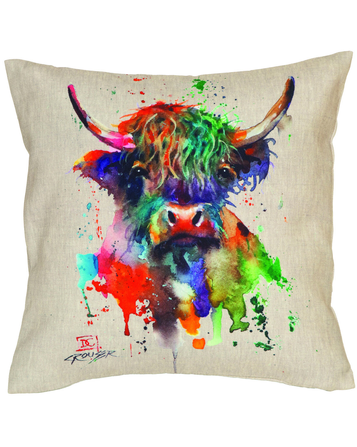 Image #1 - Carstens Home Highland Cow Outdoor Pillow, Multi, hi-res