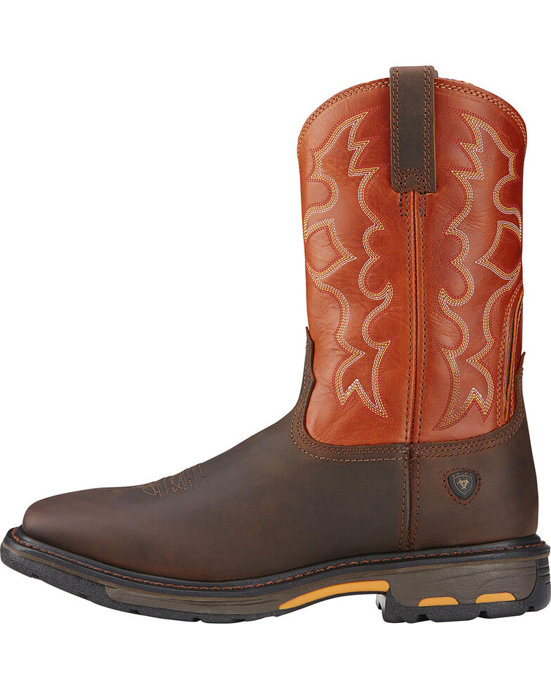 Ariat Workhog Western Work Boots - Soft Square Toe, Earth, hi-res