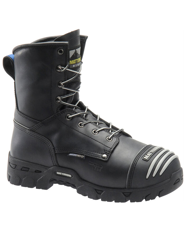 Matterhorn Men's Waterproof Lace-Up Met Guard Work Boots - Composite Toe, Black, hi-res