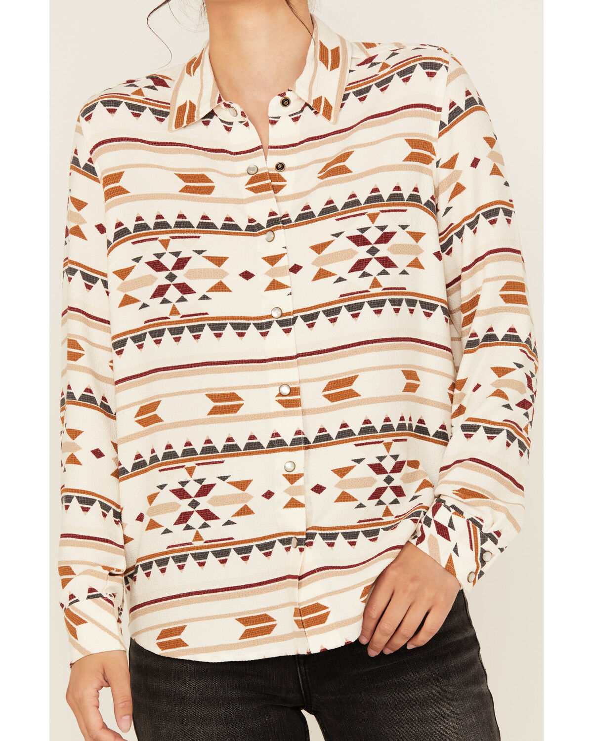 Image #3 - Idyllwind Women's Maplegrove Southwestern Print Long Sleeve Western Shirt, Ivory, hi-res