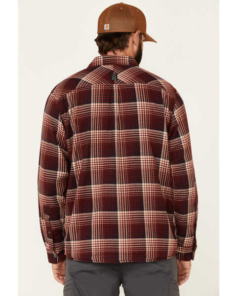 ATG™ by Wrangler All Terrain Men's Coffee Plaid Thermal Lined Long Sleeve Western Flannel Shirt , Red, hi-res