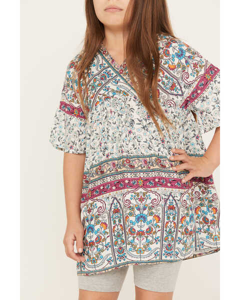 Image #3 - Hayden Girls' Printed Bell Sleeve Tunic , White, hi-res
