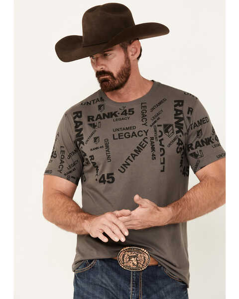 Image #1 - RANK 45® Men's Ranpen Short Sleeve Graphic T-Shirt, Charcoal, hi-res