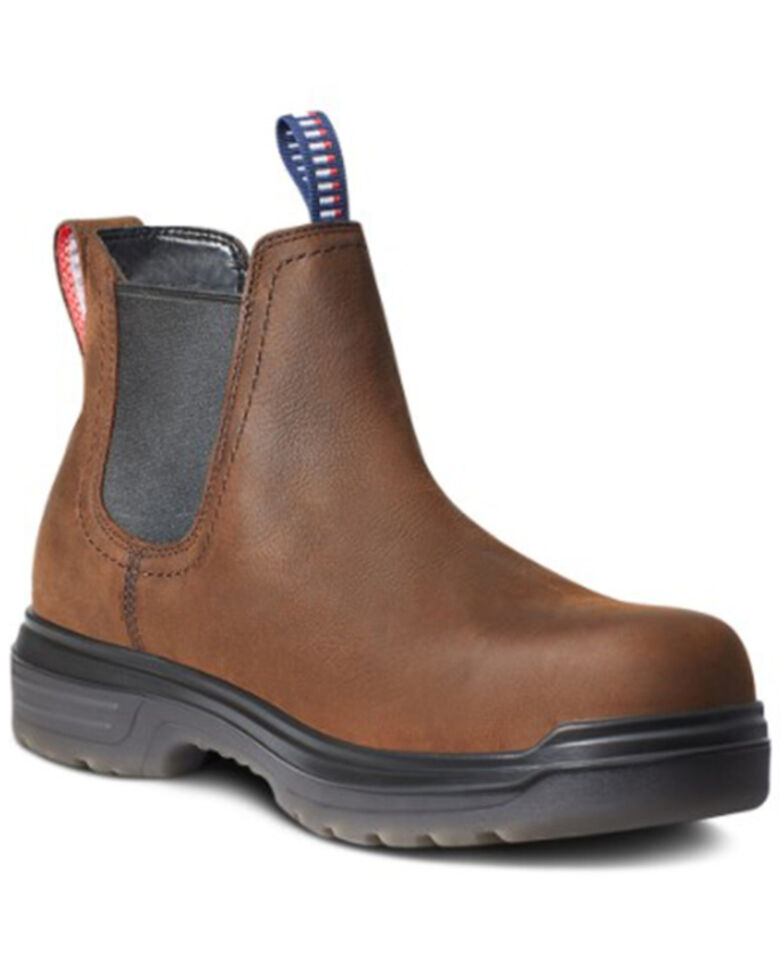 Ariat Men's Turbo USA Waterproof Work Boots - Composite Toe, Brown, hi-res