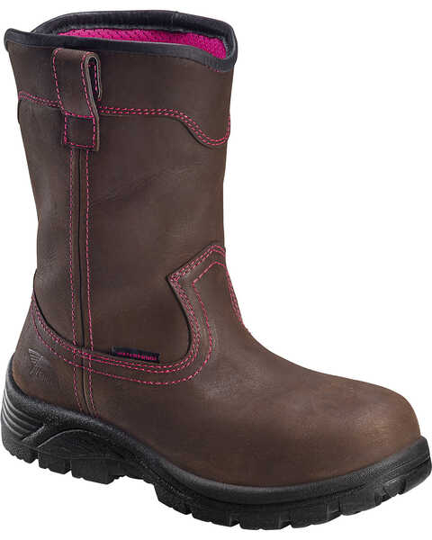 Avenger Women's Waterproof Wellington Work Boots - Composite Toe, Brown, hi-res