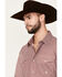 Image #2 - Roper Men's Amarillo Geo Print Long Sleeve Snap Stretch Western Shirt, Burgundy, hi-res