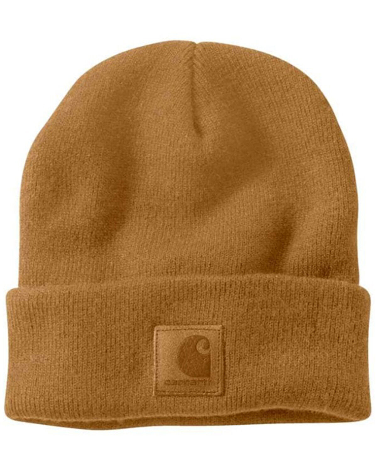 Image #1 - Carhartt Brown Acrylic Tonal Label Watch Work Beanie, Brown, hi-res